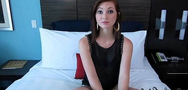  Amazing casting teen cockriding on the bed